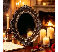 AGERYU Obsidian Scrying Mirror, Retro Obsidian Divination Mirror, Hand Polished Skull Inspired Scrying Mirrors, for Tarot Reading, Meditation & Chakra Balancing, for Home Decor (A)
