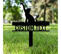 AGEUIRPOD Personalised Cat Grave Markers Pet Headstones for Cats for Lost Cat Sympathy Gift Waterproof Cat Grave Markers Outdoor, Dog Memorial Gift, Customized Flowers Cat Memorial Burial Stake