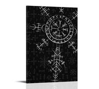 AGEUWRRGGH Compass Vegvisir Poster Canvas Cover Wall Art Aesthetic Poster Modern Art Painting for Rooms 16x24inch(40x60cm) Frame-style