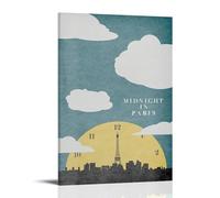 AGEUWRRGGH Midnight in Paris Poster Canvas Cover Wall Art Aesthetic Poster Modern Art Painting for Rooms 20x30inch(50x75cm) Frame-style