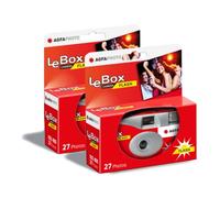 AGFA Photo 601020 LeBox Flash, Disposable Camera, 27 Photos, Optical Lens 31 mm, Grey and Red, Pack of 2