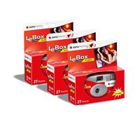 AGFA PHOTO PACK 3 x 601020 - Appareil Photo Jetable LeBox Flash, 27 photos, Objectif Optique 31 mm - Gris et Rouge