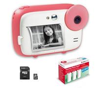 AGFA PHOTO Pack Realikids Instant Cam + 1 carte Micro SD 32GB + 3 rouleaux Papier Thermique ATP3WH - Appareil Photo Instantané Enfant, Ecran LCD 2,4', Miroir Selfie et filtre photo - Rose