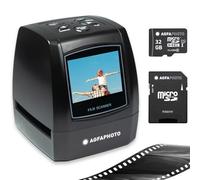 AGFA PHOTO Pack Scanner Numérique Realiview AFS100 + 1 carte SD 32GB - Scanner de Films, Négatifs 35mm/135 et Diapositives (10MP, Écran LCD 2.4’’) - Noir