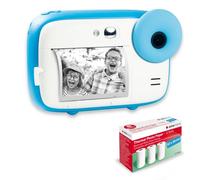 AGFA PHOTO Realikids Instant Cam + 3 Rolls of Thermal Paper, ATP3WH - Instant Camera for Kids, 2.4" LCD Display, Lithium Battery, Selfie Mirror and Photo Filter - Blue