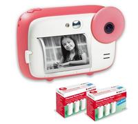 AGFA Photo Realikids Instant Cam + 6 Rolls of Thermal Paper, ATP3WH - Instant Camera for Kids, 2.4" LCD Display, Lithium Battery, Selfie Mirror and Photo Filter - Pink