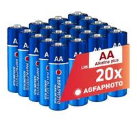 AgfaPhoto Alkaline Batteries AA LR6 1.5V Pack of 20, Long Lasting, Ideal for Remote Controls Toys Cameras and More, Home or Professional Use, 7 Years Shelf Life