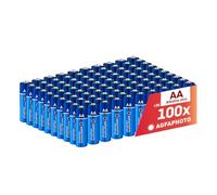 AgfaPhoto Alkaline Batteries PLUS AA LR6 1.5V Pack of 100, Long Lasting, Ideal for Remote Controls Toys Cameras, Home and Professional Use, 7 Years Shelf Life