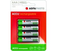 AgfaPhoto Batteries - Rechargeable AAA 600 mAh Pack Of 4 READY TO USE