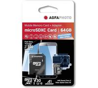 AgfaPhoto MicroSDXC UH-S V30 I Memory Card + Adapter - 64GB