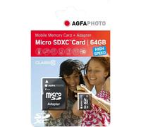 AgfaPhoto 10582 Class 10 High Speed 64 GB Micro SDXC Card with Adapter