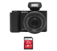AgfaPhoto Realishot C130 Compact Digital Camera with 32GB SD Card - 16MP CMOS Sensor, Zoom, Stabilization, Autofocus, 2.8" LCD Screen, Rechargeable Battery - Black