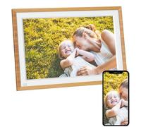 AgfaPhoto Realiview APF1000 Digital Photo Frame - 10 Inch LED Screen 1024 x 600, Photo Display, Clock, Programmable Calendar - Wood