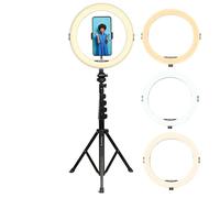 AgfaPhoto Ring light with a tripod - Realiview ARL11 LED ring light stand with an adjustable brightness for live stream, makeup, YouTube, TikTok, photography compatible with smartphones and cameras
