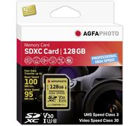 Agfa Sdxc Uhs I 128gb Professional High Speed U3 V30 Memory Card Black,Golden