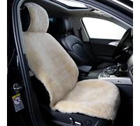 AGFNGE Sheepskin Seat Cover Extra Dense Pelt Genuine Comfortable Soft Natural Pure Wool, Universal Fits Most Cars SUVs Trucks Minivans, Quick Installation 1pc-(Khaki Camel, Universal Fit)