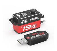 AGFRC 19KG Low-Profile High-Torque Programmable-Digital-Servo - Full Metal Gear CNC Case Brushless Servo for 1/10 RC Models, Control Angle 180° (A50BHL&AGF-SPV3)
