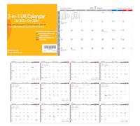 AGGAFA 2-in-1 2025-2026 UK Calendar - Double-Sided Monthly Wall Planner, Academic & Traditional Year Format, A4 Size Sheets, Writable & Color-Coded, Moon Phases & Lunar Dates Included