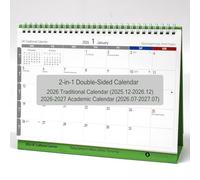 AGGAFA 2026-2027 Desk Flip Calendar, Bigger Text & More Writing Space, 2-in-1 Double-Sided Standing Design with Traditional & Academic Year, Writable Colour-Coded Pages, Moon Phases, 250 × 195 mm