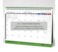 AGGAFA 2026 Desk Flip Calendar, 2-in-1 Double-Sided Standing Calendar with UK & EU Holidays, Compact size 250×195mm, Writable Color-Coded Design, Moon Phases & Lunar Dates (Dec 2025-Dec 2026)