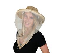 AGGAFA Mosquito Head Net Hat, Providing a Physical Barrier to Help Keep Mosquitoes and Bugs Away from Your Face When Gardening, Farming, Fishing and Camping (Beige Color)