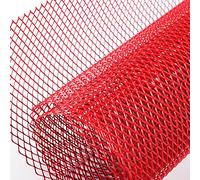 AggAuto Universal 40"x13" Car Grill Mesh - Aluminum Alloy Automotive Grille Insert Bumper Rhombic Hole 6x12mm, One of the Most Multifunctional Shape Grids Red