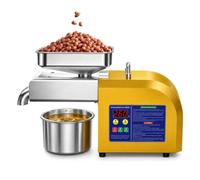 AGGBDYXO High-Capacity Electric Oil Press Machine, 4-9 kg/h Continuous-Feed Oil Extractor with Stainless Steel Hopper, Hot & Cold Pressing for Home, Small Farm and Batch Use