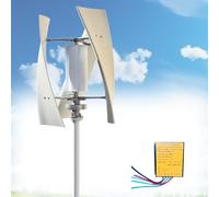 AGGBDYXO Small Wind Turbine 200W Vertical Axis for Home & Outdoor Use - Efficient 12V DC Off-Grid Power System for Backyard, Cabin, RV, and Boat,white