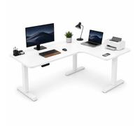 AGGBDYXO Smart L Shaped Standing Desk, Electric Height Adjustable Corner Computer Desk 72-117cm with 3 Memory Presets, Anti-Collision System & Quiet Dual Motor for Home Office,White,L Left corner