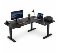 AGGBDYXO Smart L Shaped Standing Desk, Electric Height Adjustable Corner Computer Desk 72-117cm with 3 Memory Presets, Anti-Collision System & Quiet Dual Motor for Home Office,Black,M Left corner