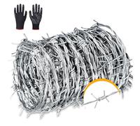 AggFencer 100 m Barbed Wire 1.3 mm Wire Thickness, 4 Point Barbed Wire Fence, Barbed Wire Roll Galvanised, Strong and Flexible for Balcony, Garden, Baseball Bats or Crafts