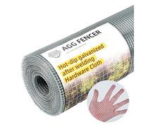 AggFencer 16inch x 25ft Hardware Cloth 1/4 inch Chicken Wire Fencing 23Ga, Hot Dipped Galvanized After Welding Garden Plant Supports Welded Metal Chicken Wire Fence, Poultry Animal Netting Cage Screen