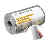 AggFencer 8inch x 25ft Hardware Cloth 1/4inch 23Ga Hot Dipped Galvanized After Welding, Chicken Coop Wire Fence, Garden Plant Welded Metal Wire Fencing Roll Mesh, Poultry Animal Netting Cage Screen