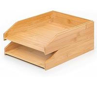 Aggloz | Letter Trays 2pcs Stackable Paper Sorter/Desk Organiser/File Tray for Desk - Wooden File Rack - Office, School, Home Study