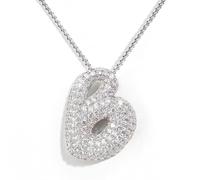 AGGRAD Letter Pendant Necklace, 14K Gold/Silver Balloon Initial Diamond Pendant Necklace Dainty Pave Jewelry Gift for Women, Cubic Zirconia Silver, Cubic Zirconia