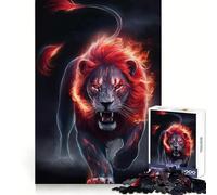 Aggressive Angry Lion Adults Puzzles 1000 Piece Jigsaws Brain Skill Good Thick Pattern Assemble Night Game (38x52cm)