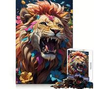 Aggressive Angry Lion Jigsaw Puzzles 1000 Piece for Adults Brain Exercise Cozy Fun Family Game Furniture Decor (38x52cm)