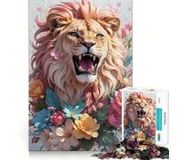 Aggressive Angry Lion Jigsaw Puzzles 1000 Pieces for Adults Think Sharper True Detail Home Play Christmas Surprise (38x26cm)