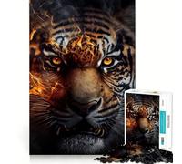 Aggressive Angry Tiger 1000 Piece Jigsaws for Teenagers Memory Build Home Play Home Enjoyable Great Gift (38x26cm)