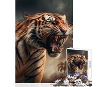 Aggressive Angry Tiger for Adults 1000 Piece Puzzle Train Logical Thinking And Problem-solving Relaxing Stress Free Enjoyment (38x26cm)