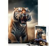Aggressive Angry Tiger Jigsaw Puzzles 1000 Pieces for Teenagers Brain Skill Smooth Connection Pattern Build Art Decor (50x75cm)