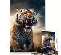 Aggressive Angry Tiger Jigsaw Puzzles 1000 Pieces for Teenagers Sharp Logic Stress Less Family Pastime Furniture Decor (38x52cm)