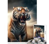 Aggressive Angry Tiger Puzzles for Teenagers 1000 Pieces Birthday Gifts Improve Memory Home Decoration Toys Suitable for People Aged 14 And Above (38x26cm)