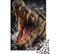 Aggressive Crocodile with Mouth Open 1000-Piece Jigsaw Puzzle for Adults, 52x38cm/1000pcs, Screen-Free Activity, Weekend Downtime And Puzzle Lovers
