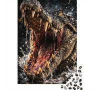 Aggressive Crocodile with Mouth Open Adult 1000-Piece Jigsaw Puzzle, 52x38cm/1000pcs; White Cardboard with Reduced Dust; A Calm After-work Activity