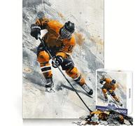 Aggressive Hockey Skater Jigsaw Puzzles 1000 Pieces for Adults Think Sharper True Detail Home Play Christmas Surprise (50x75cm)