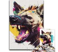 Aggressive Hyena Pop Art Jigsaw Puzzle 1000pcs (70x50cm) Adult Puzzle | Tabletop puzzle activity during holidays for shared leisure.