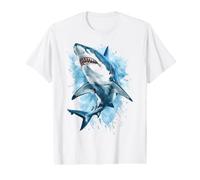 Aggressive Shark Jaws Ocean Predator Watercolor Art Value Graphic T-Shirt