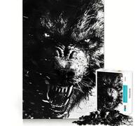 Aggressive Wolf Jigsaw Puzzles 1000 Pieces for Teenagers Brain Skill Smooth Connection Pattern Build Art Decor (38x26cm)