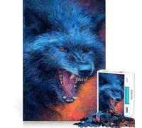 Aggressive Wolf Painting Adults Puzzles 1000 Piece Jigsaws Brain Skill Good Thick Pattern Assemble Night Game (50x75cm)